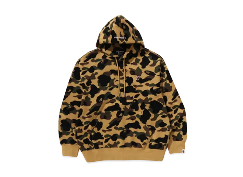 A BATHING APE 1St Camo Jacquard One Point Relaxed Fit Pullover Hoodie "Yellow"