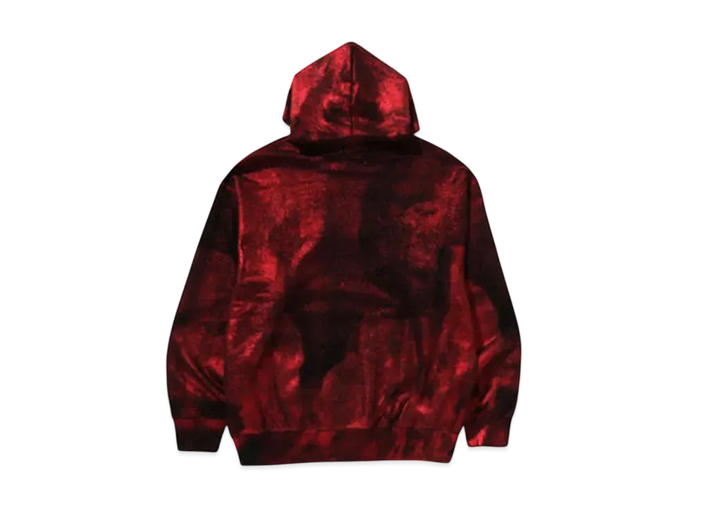 A BATHING APE Coatted Emboss Logo Relaxed Fit Pullover Hoodie "Red"