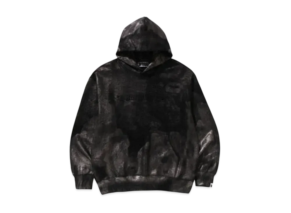 A BATHING APE Coatted Emboss Logo Relaxed Fit Pullover Hoodie "Black"