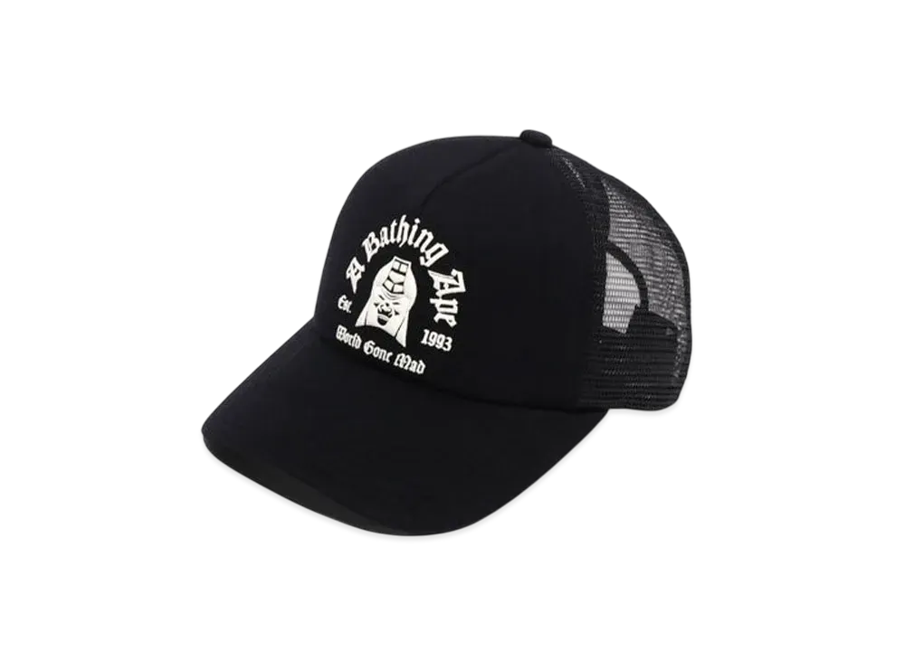 A BATHING APE Logo Cotton Panel Mesh Cap "Black"