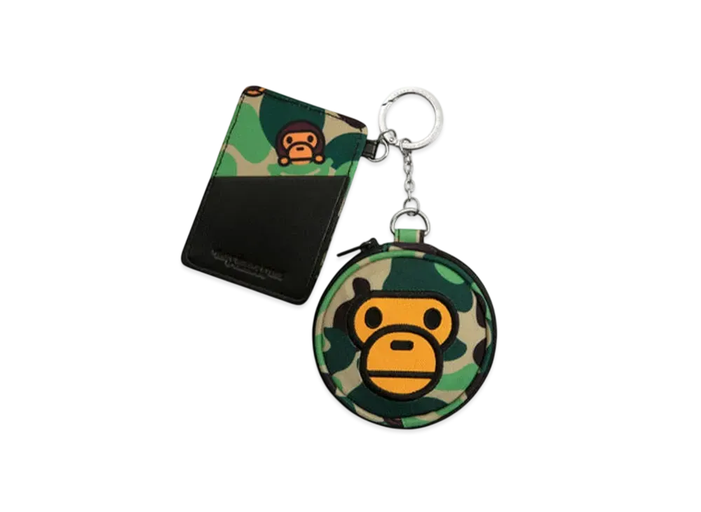 A BATHING APE Baby Milo Cardholder Mirror Keychain "Green"
