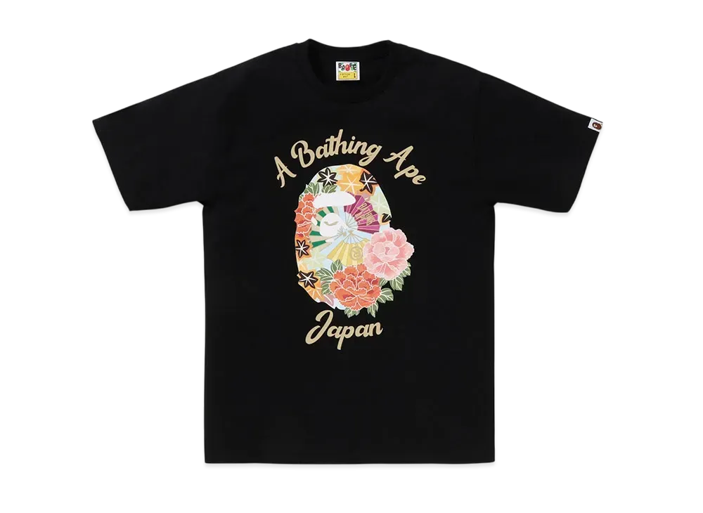 A BATHING APE Japanese Peony Tee "Black"