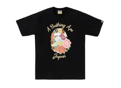 A BATHING APE Japanese Peony Tee "Black"