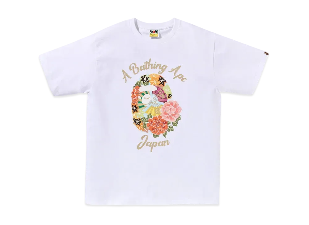 A BATHING APE Japanese Peony Tee "White"