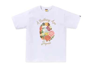A BATHING APE Japanese Peony Tee "White"