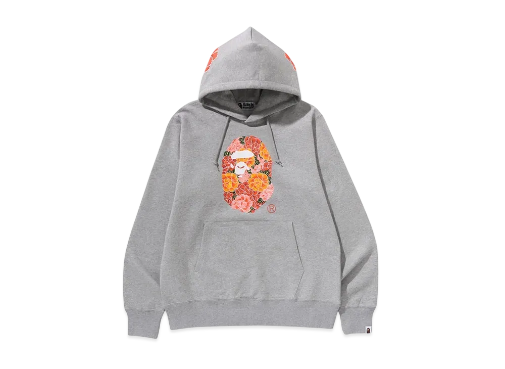 A BATHING APE Japanese Peony Pullover Hoodie "Gray"