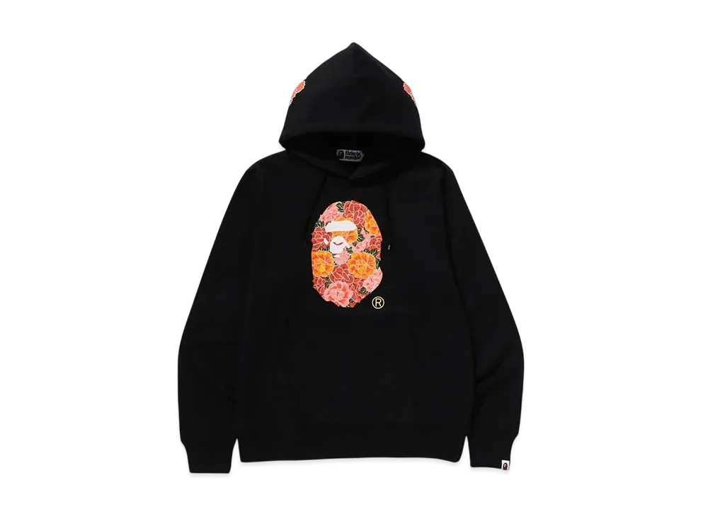 A BATHING APE Japanese Peony Pullover Hoodie "Black"