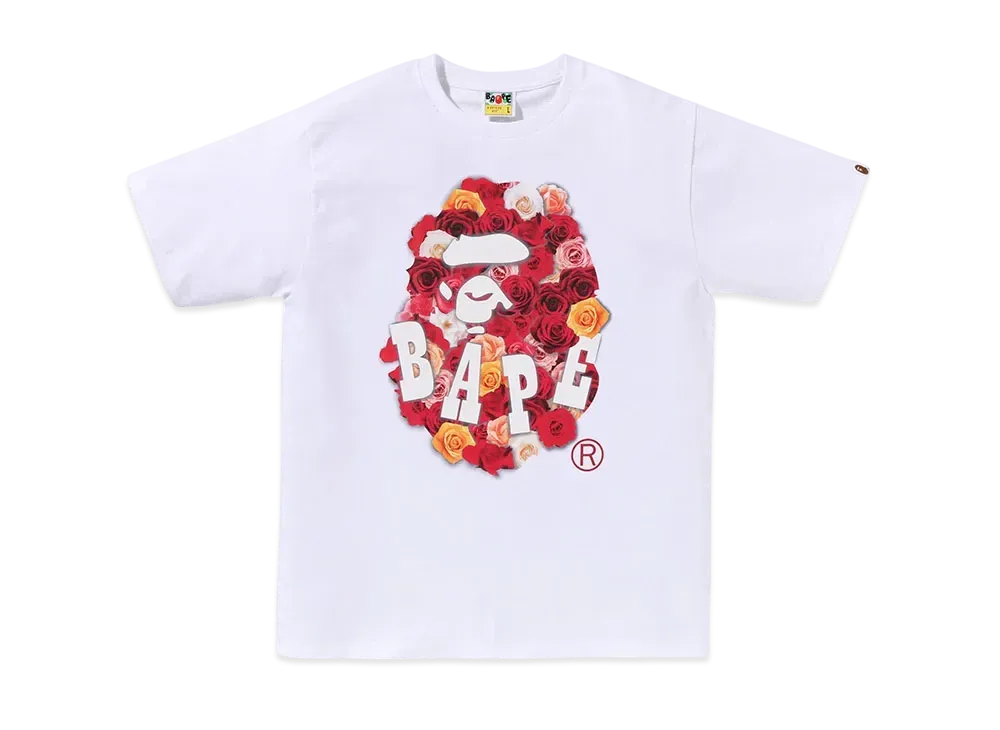 A BATHING APE Rose Ape Head Tee "White"