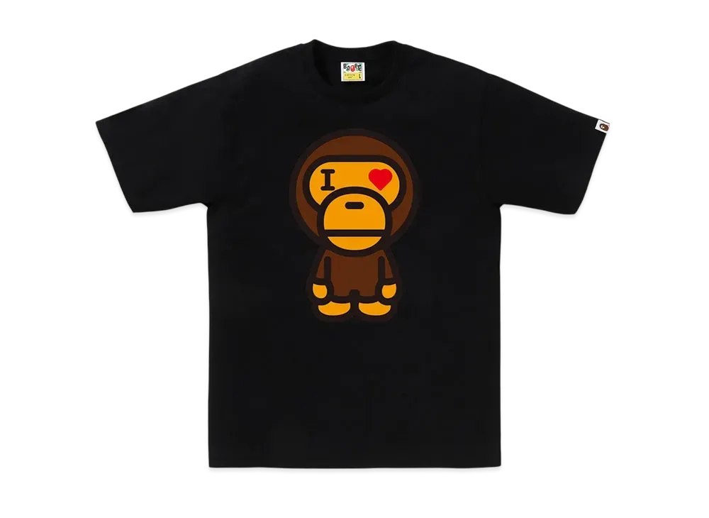 A BATHING APE Heart Baby Milo Tee "Black"