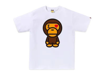 A BATHING APE Heart Baby Milo Tee "White"