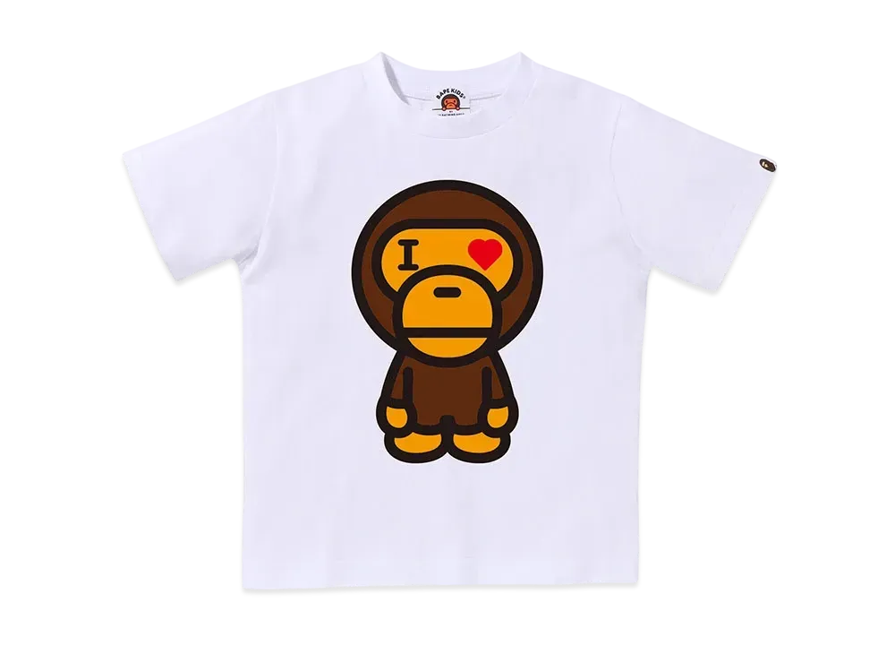 A BATHING APE Bape Kids Heart Baby Milo Tee "White"