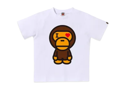 A BATHING APE Bape Kids Heart Baby Milo Tee "White"