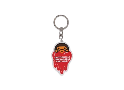 A BATHING APE x EMOTIONALLY UNAVAILABLE Baby Milo Rubber Keychain "Red"