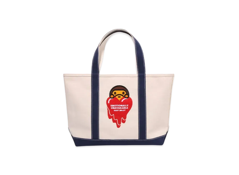 A BATHING APE x EMOTIONALLY UNAVAILABLE Baby Milo Tote Bag "Navy"