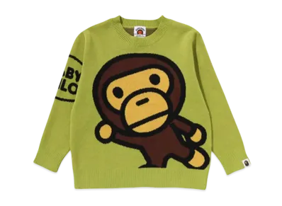 A BATHING APE Big Baby Milo Cotton Knit Sweater "Green"