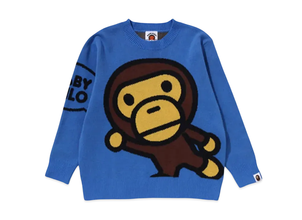 A BATHING APE Big Baby Milo Cotton Knit Sweater "Blue"