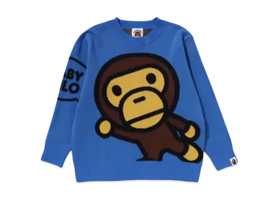 A BATHING APE Big Baby Milo Cotton Knit Sweater "Blue"