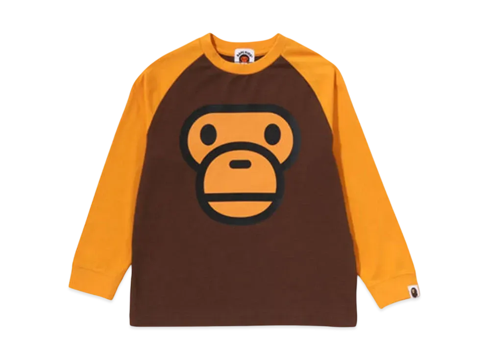 A BATHING APE Milo Face Raglan Ls Tee "Brown"