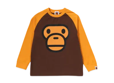 A BATHING APE Milo Face Raglan Ls Tee "Brown"