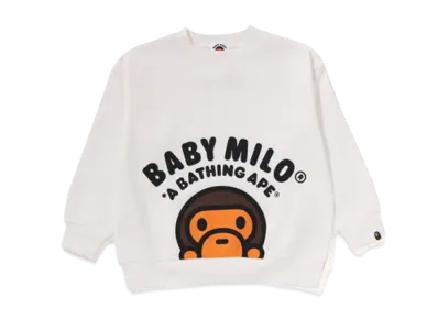 A BATHING APE Baby Milo Relaxed Fit Crewneck Sweatshirt "White"