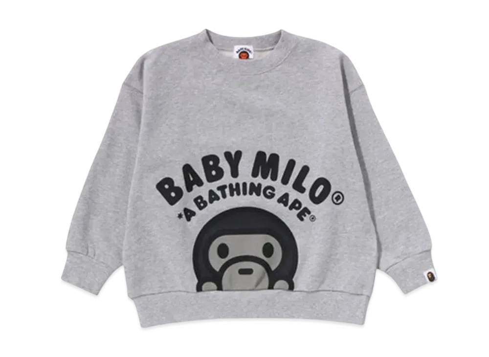 A BATHING APE Baby Milo Relaxed Fit Crewneck Sweatshirt "Gray"