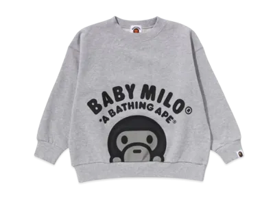 A BATHING APE Baby Milo Relaxed Fit Crewneck Sweatshirt "Gray"