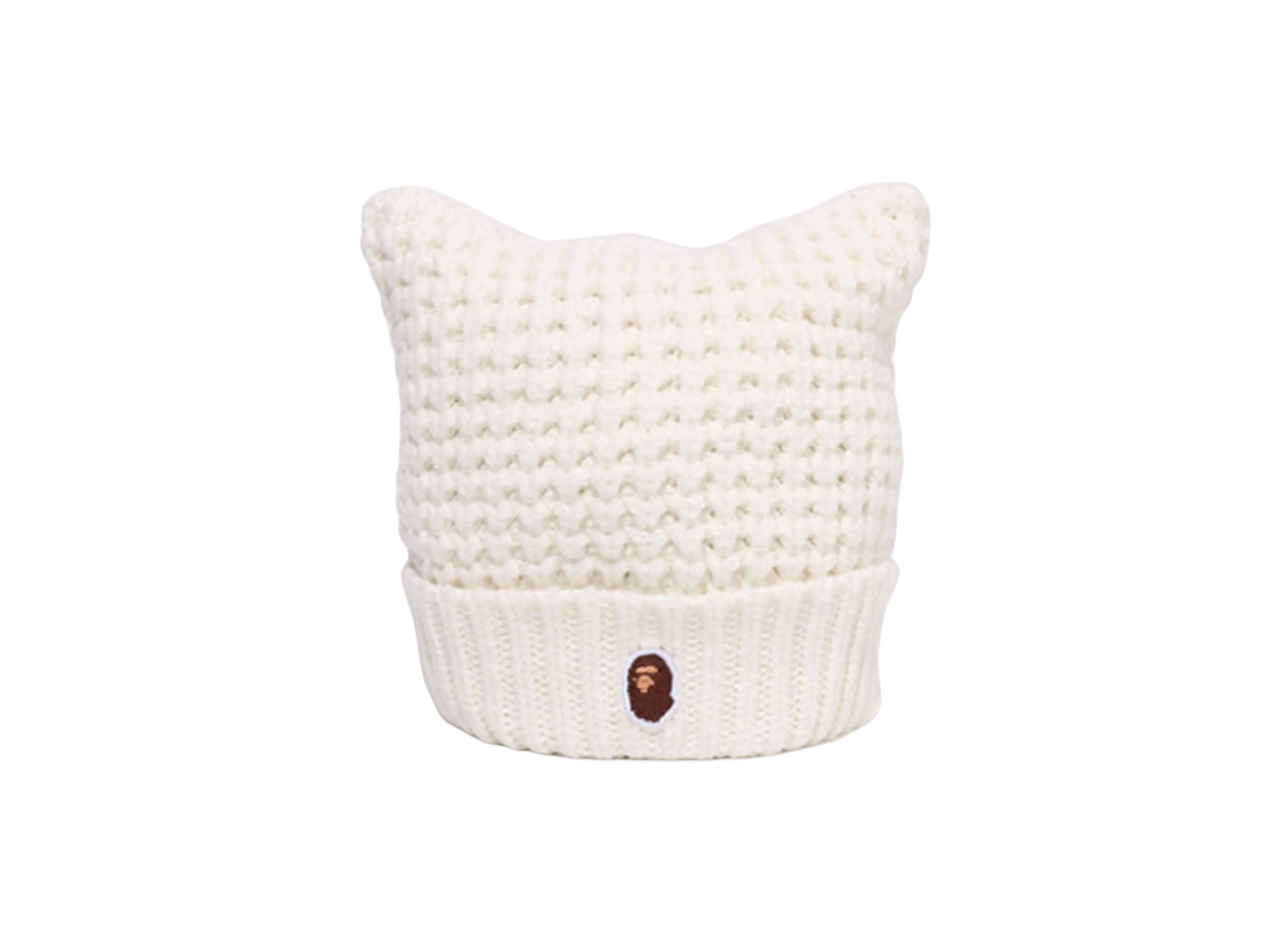 A BATHING APE Cat Ear Knit Cap "White"