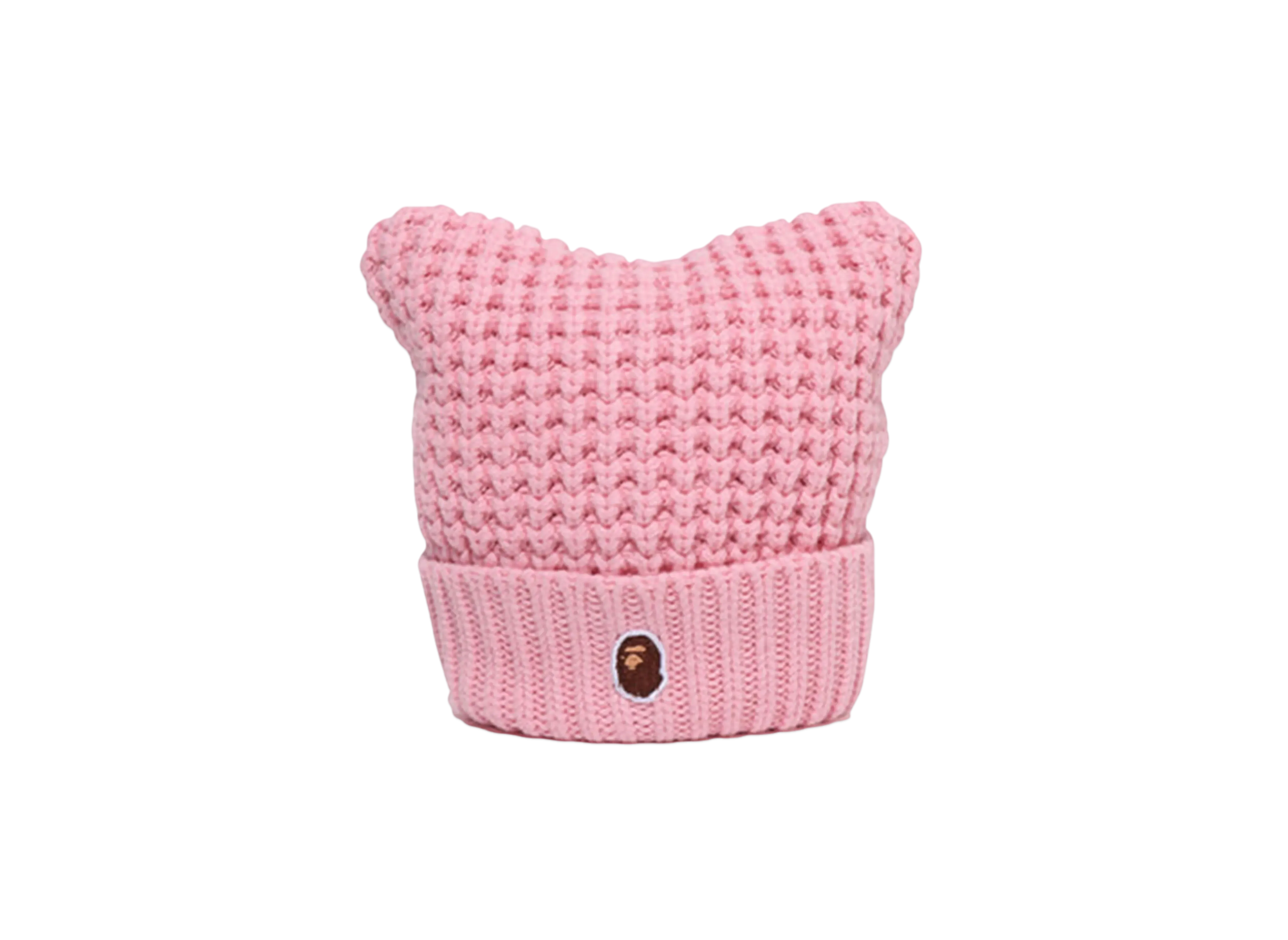 A BATHING APE Cat Ear Knit Cap "Pink"