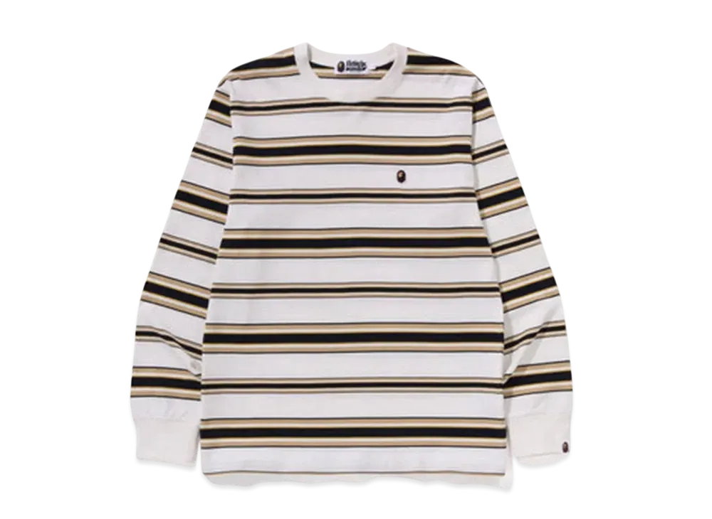 A BATHING APE One Point Stripe Ls Tee "White"