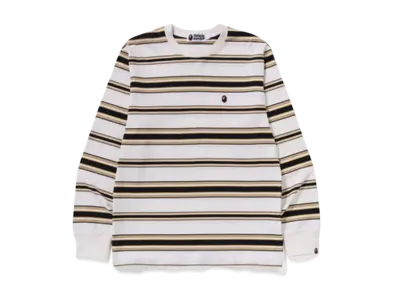 A BATHING APE One Point Stripe Ls Tee "White"