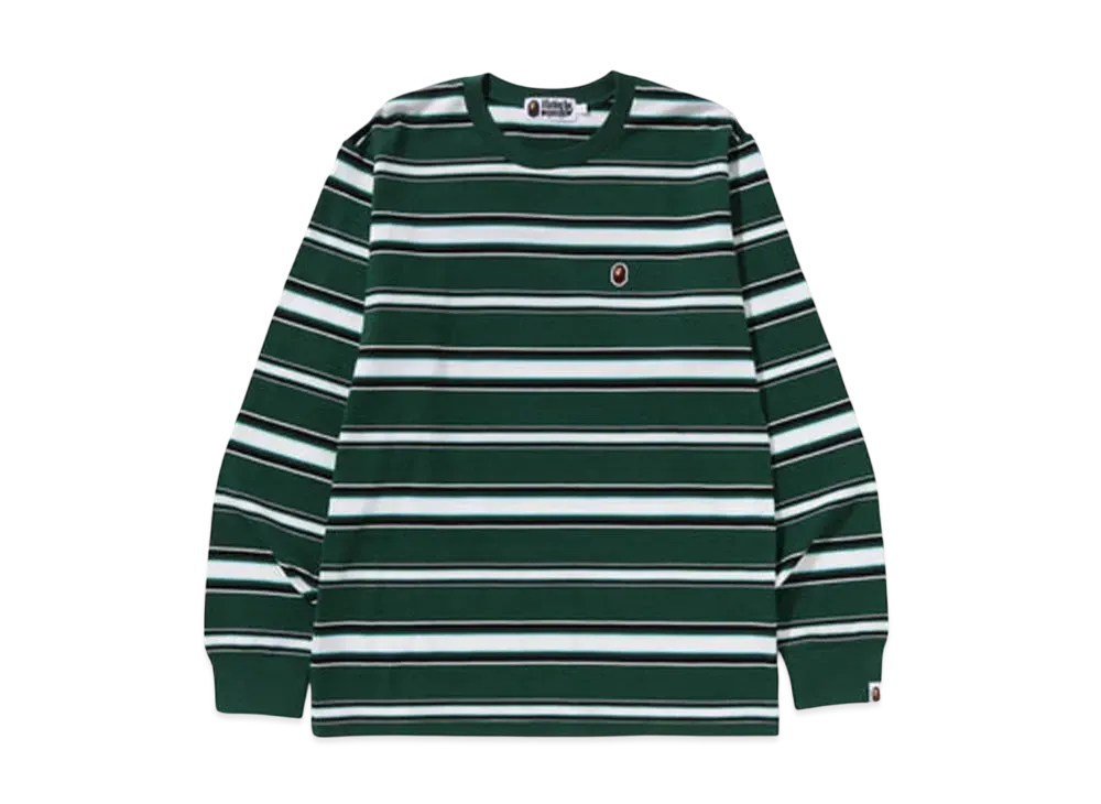 A BATHING APE One Point Stripe Ls Tee "Green"