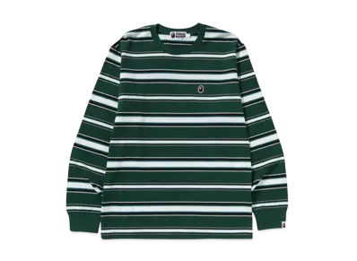 A BATHING APE One Point Stripe Ls Tee "Green"