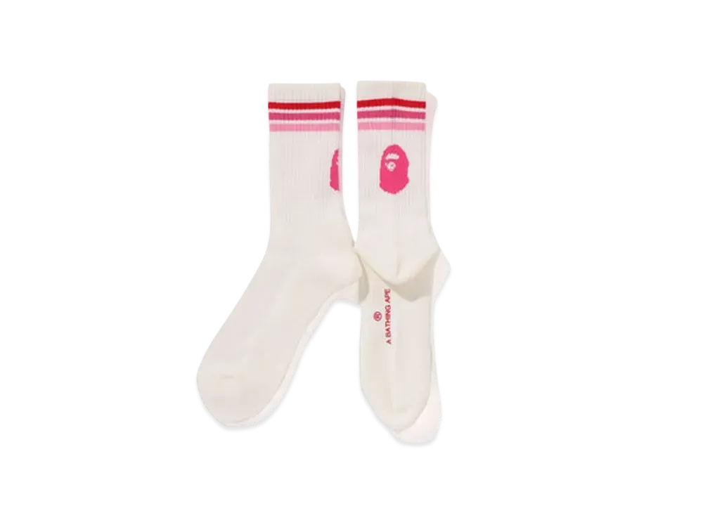 A BATHING APE Bape Line Socks "Pink"