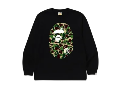 A BATHING APE Abc Camo Big Ape Head Ls Tee "Black/Green"