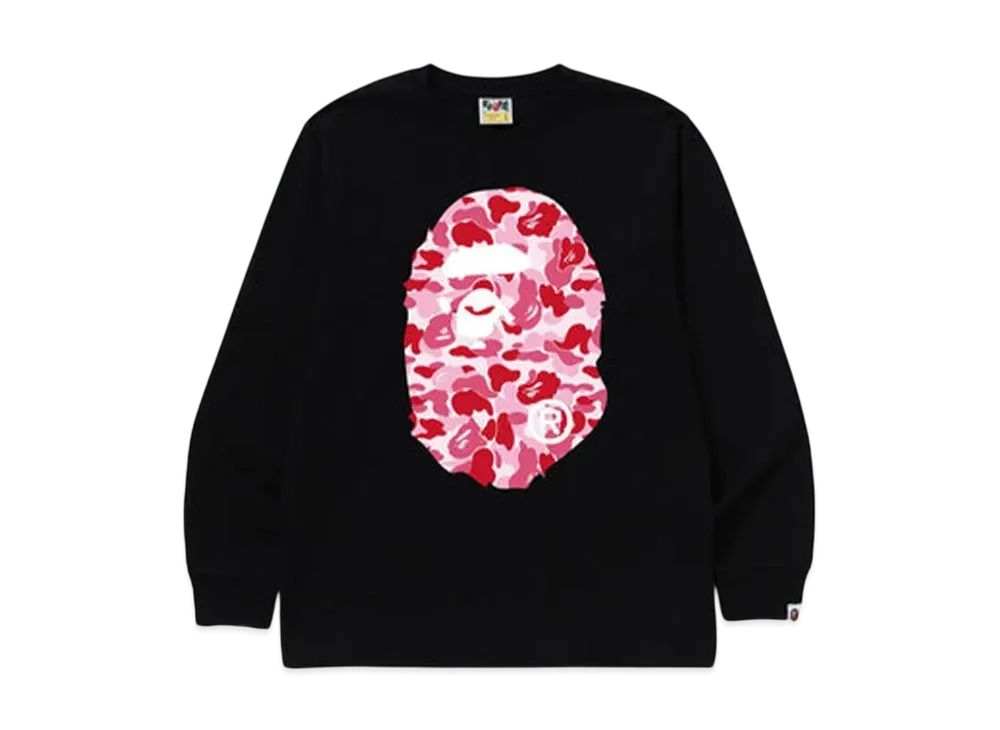 A BATHING APE Abc Camo Big Ape Head Ls Tee "Black/Pink"
