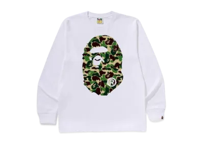 A BATHING APE Abc Camo Big Ape Head Ls Tee "White/Green"