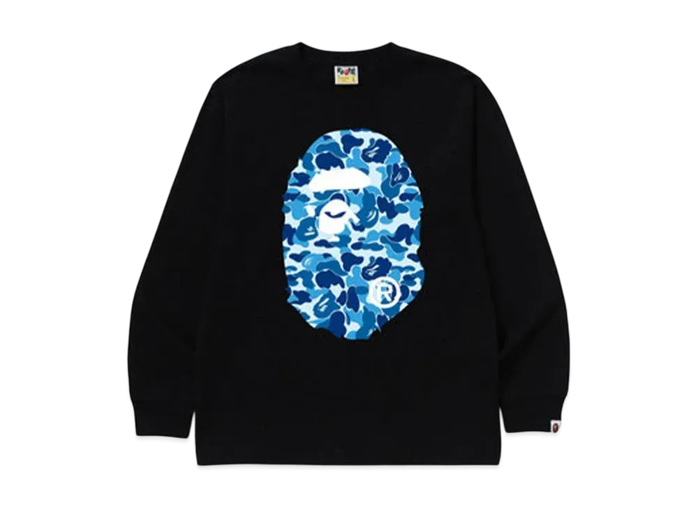 A BATHING APE Abc Camo Big Ape Head Ls Tee "Black/Blue"