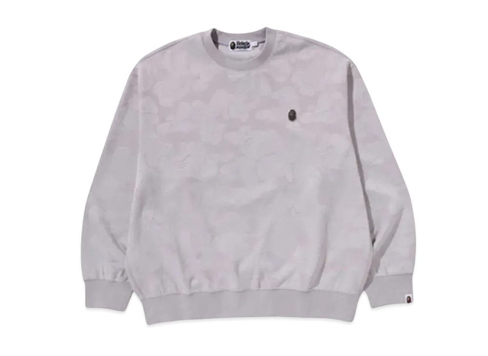 A BATHING APE Solid Camo Jacquard One Point Relax Fit Crewneck Sweatshirt "Gray"