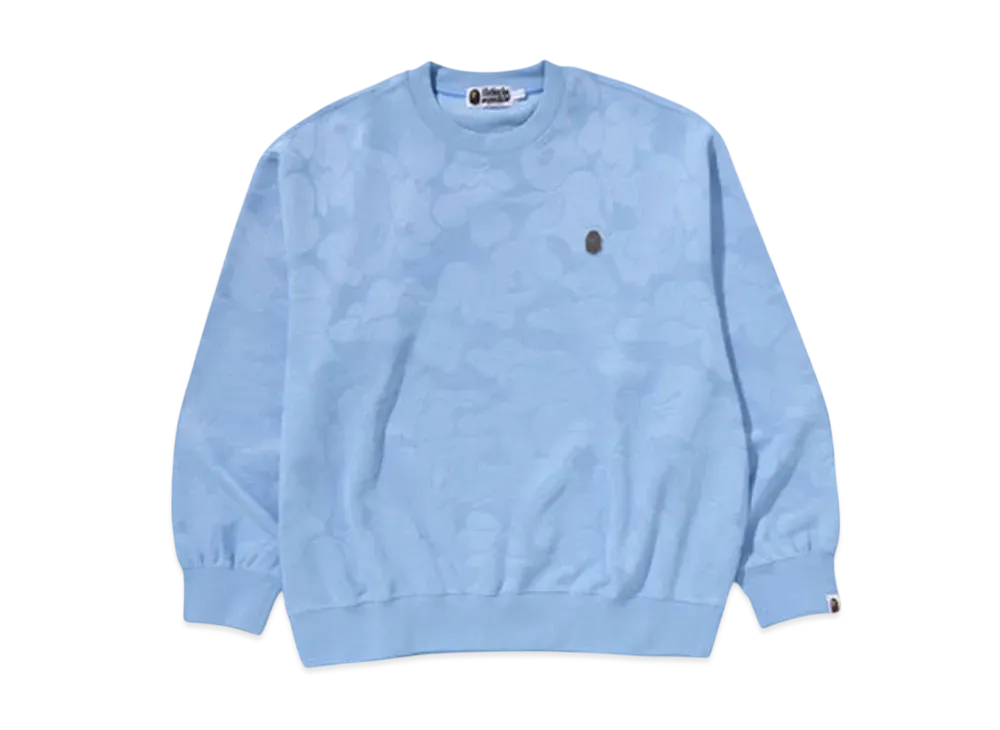 A BATHING APE Solid Camo Jacquard One Point Relax Fit Crewneck Sweatshirt "Sax"