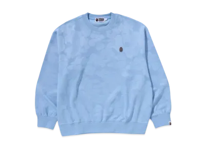 A BATHING APE Solid Camo Jacquard One Point Relax Fit Crewneck Sweatshirt "Sax"