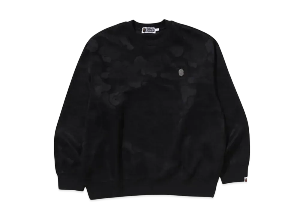 A BATHING APE Solid Camo Jacquard One Point Relax Fit Crewneck Sweatshirt "Black"