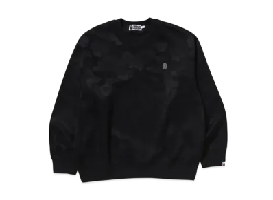 A BATHING APE Solid Camo Jacquard One Point Relax Fit Crewneck Sweatshirt "Black"