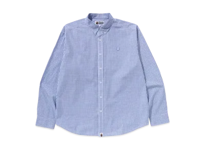 A BATHING APE One Point Checked Poplin Ls Shirt "Blue"