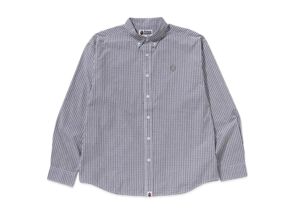 A BATHING APE One Point Checked Poplin Ls Shirt "Black"