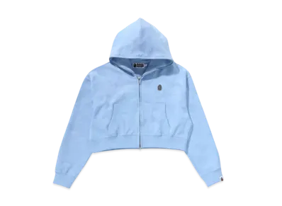 A BATHING APE Solid Camo Jacquard One Point Cropped Zip Hoodie "Sax"