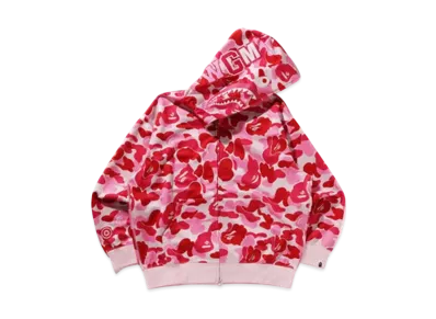 A BATHING APE Abc Camo Rayon Relaxed Fit Shark Full Zip Hoodie "Pink"
