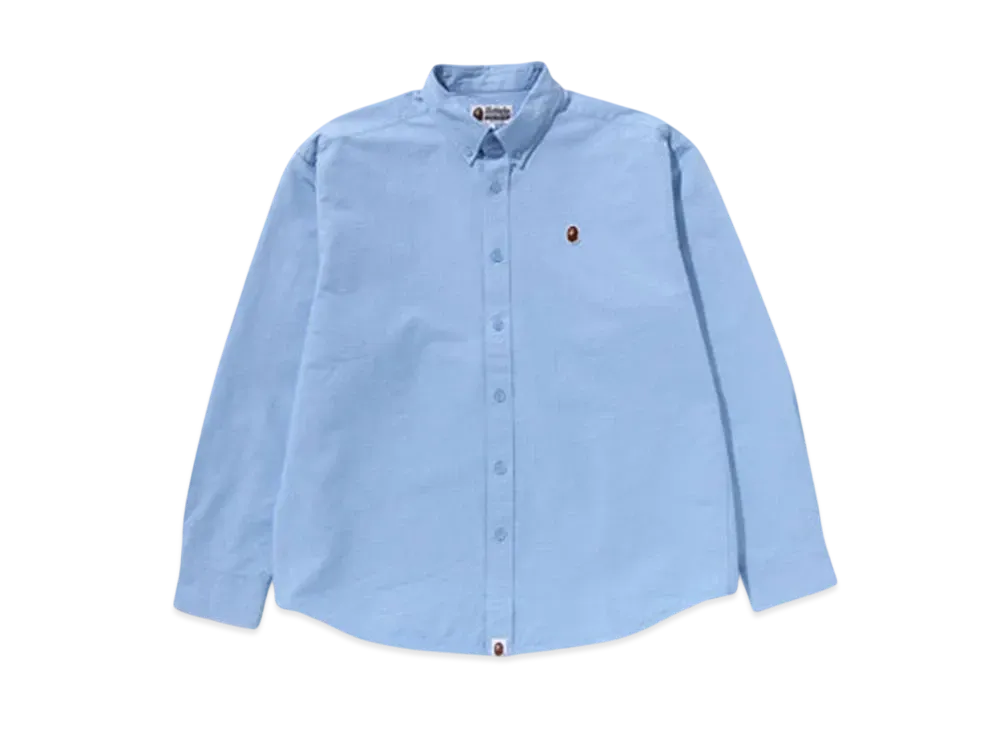 A BATHING APE Line Camo Jacquard Oxford Ls Shirt "Blue"