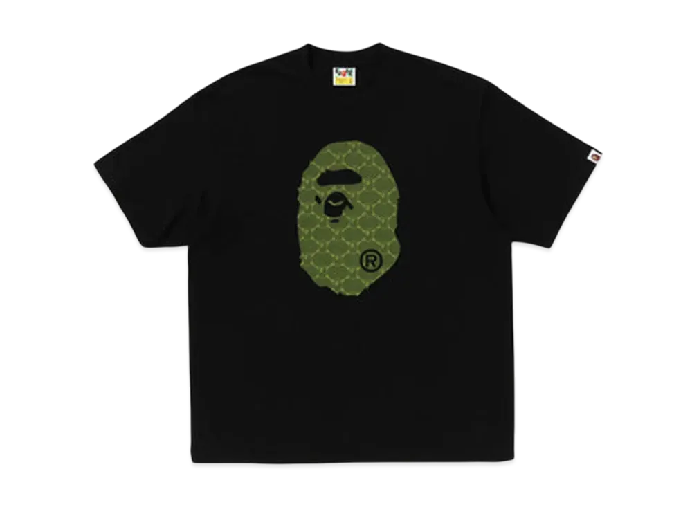 A BATHING APE College Monogram Ape Head Relaxed Fit Tee "Black"
