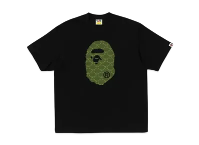 A BATHING APE College Monogram Ape Head Relaxed Fit Tee "Black"