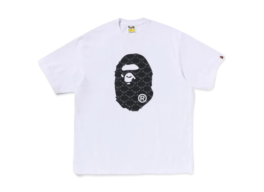 A BATHING APE College Monogram Ape Head Relaxed Fit Tee "White"